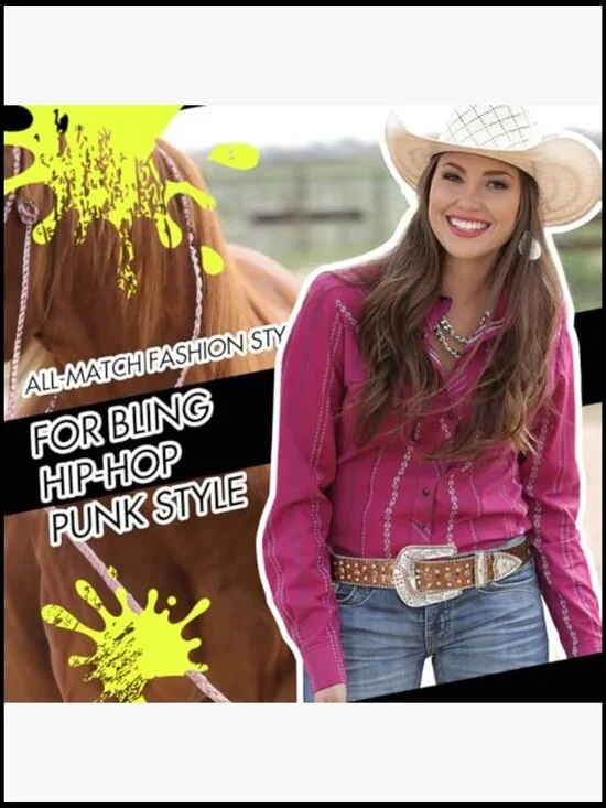 Sparkly Rhinestone Diamond Sequin Studded Belt Faux Leather Western - Picture 6 of 7